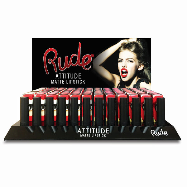 RUDE Attitude Matte Lipstick Acrylic Display Set A, 144 Pieces + 12 Testers - Galual Beauty