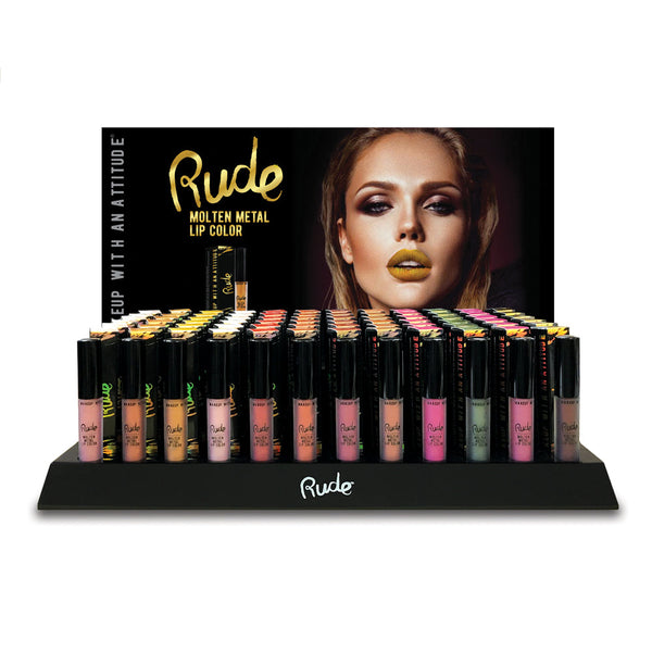 RUDE Molten Metal Lip Color Display Set, 144 Pieces + 12 Testers - Galual Beauty