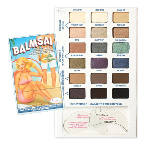 theBalm Balmsai Eyeshadow and Brow Palette with Shaping Stencils - 18 Colors - Galual Beauty