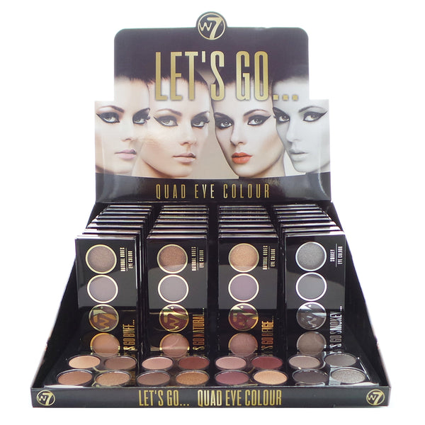 W7 Let's Go Quad Eye Color Display Set, 32 Pieces Plus Display Testers - Galual Beauty