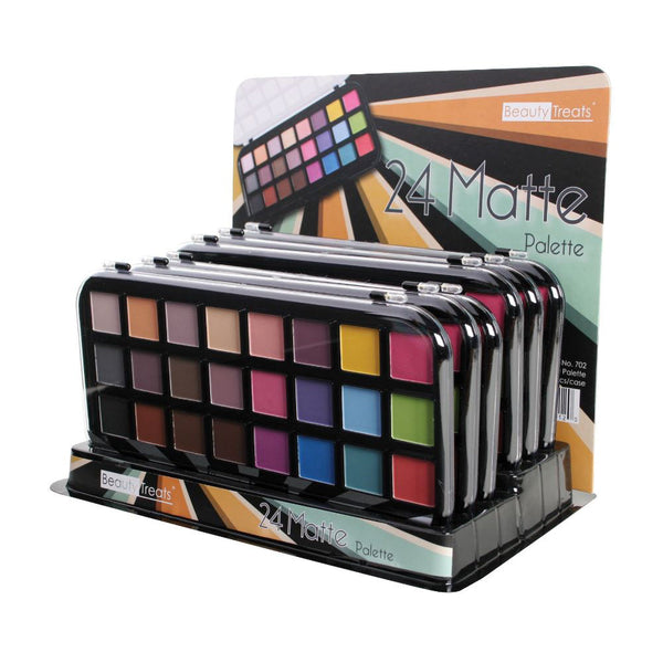 BEAUTY TREATS 24 Matte Palette - Matte Eyeshadow Colors Display Case Set 12 Pieces - Galual Beauty